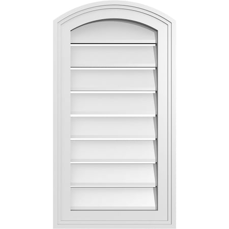 Ekena Millwork Arch Top Surface Mount PVC Gable Vent: Non-Functional, w/2"W x 1-1/2"P Brickmould Frame, 14"W x 24"H GVPAR14X2402SN